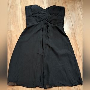 White House Black Market Strapless Chiffon Tiered Cocktail Dress - Black Size 8
